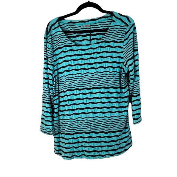 Tianello by Steve Barraza Stripe Knit Jersey Jacquard Ballet Tee Acapulco XL NEW - Picture 2 of 8